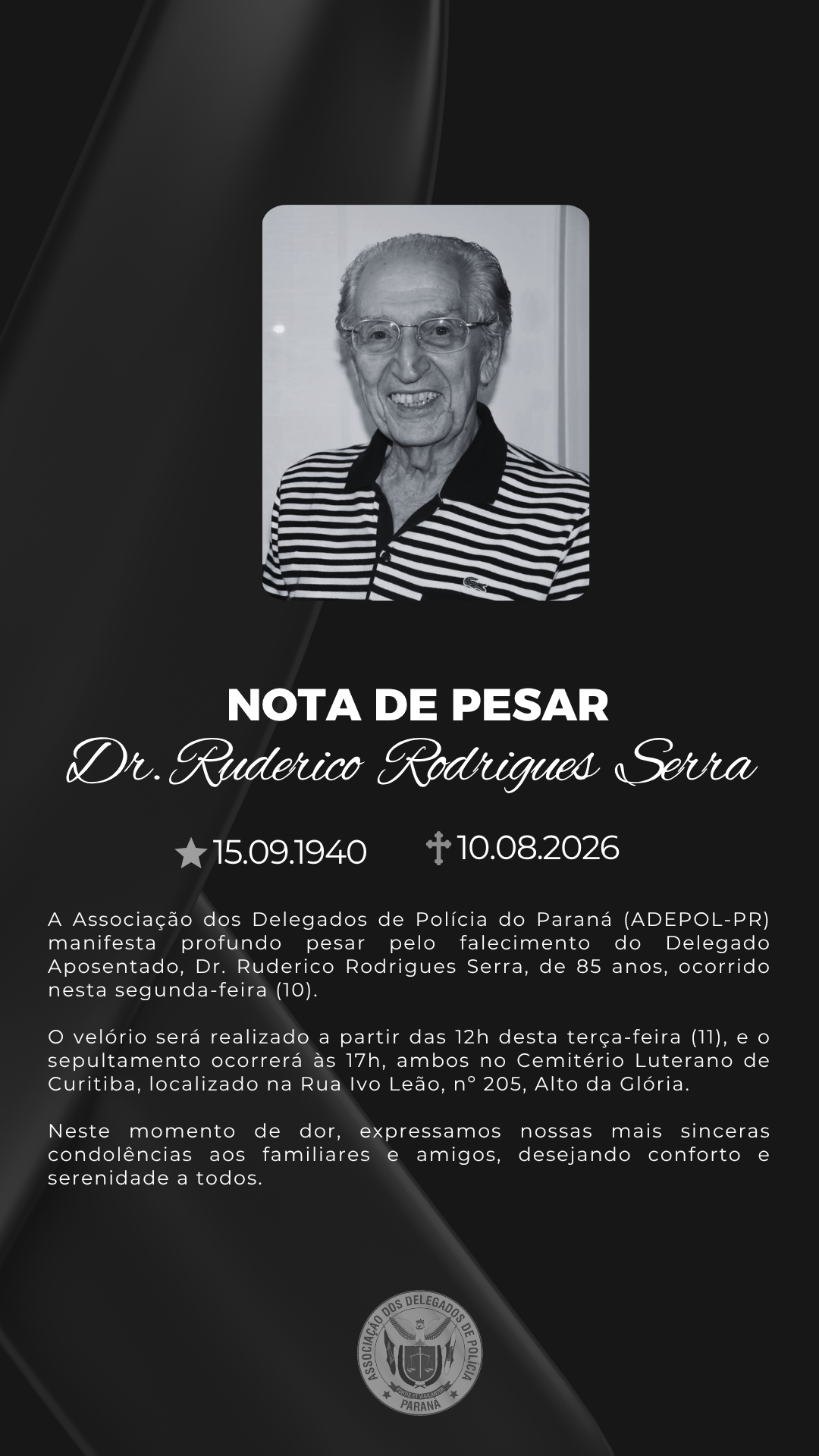 Falecimento – Dr. Ruderico Rodrigues Serra