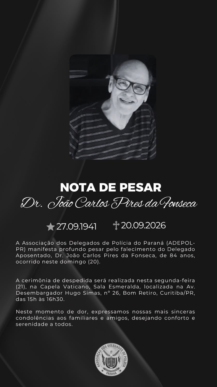 Falecimento – Dr. João Carlos Pires da Fonseca